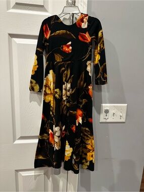 Girls  Black Floral Long Sleeve maxi Dress